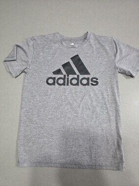 adidas Gray Short Sleeve Tee with Black Trefoil-Style Logo